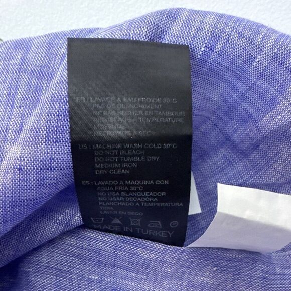 MACEOO Mens Einstein Linen Blue Button-Up Shirt - Picture 5 of 5